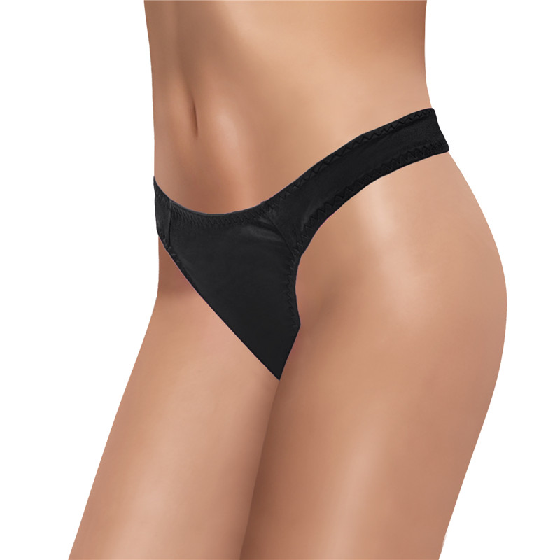 Thick Band Tucking Gaff Thong Panties Black