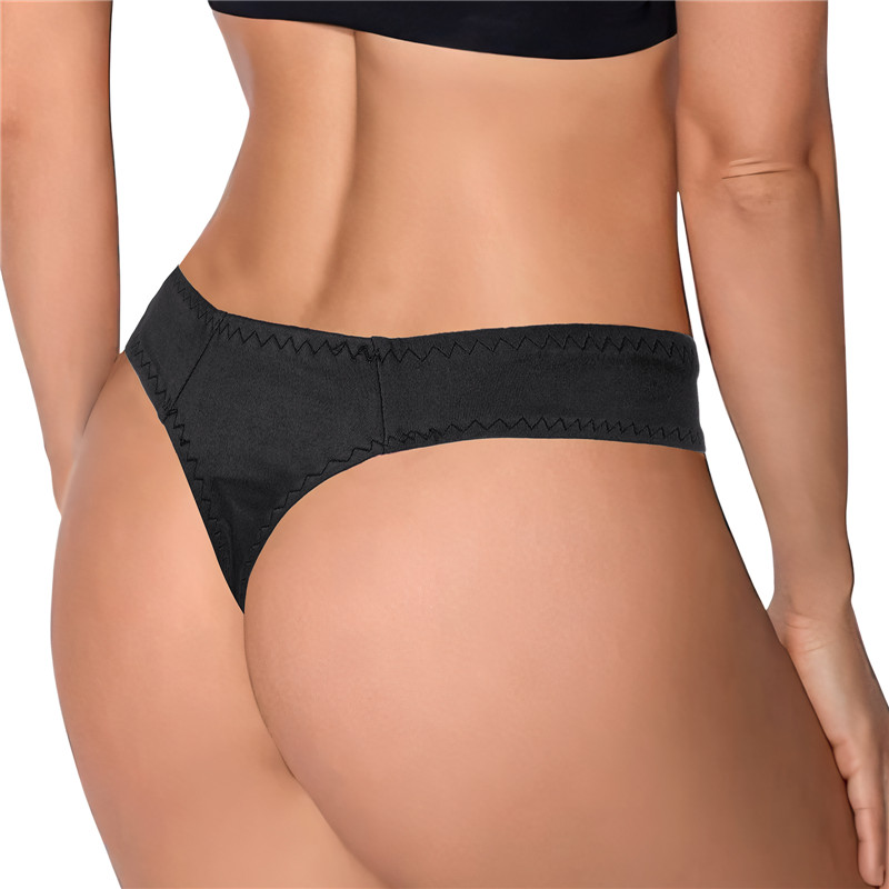Thick Band Tucking Gaff Thong Panties Black