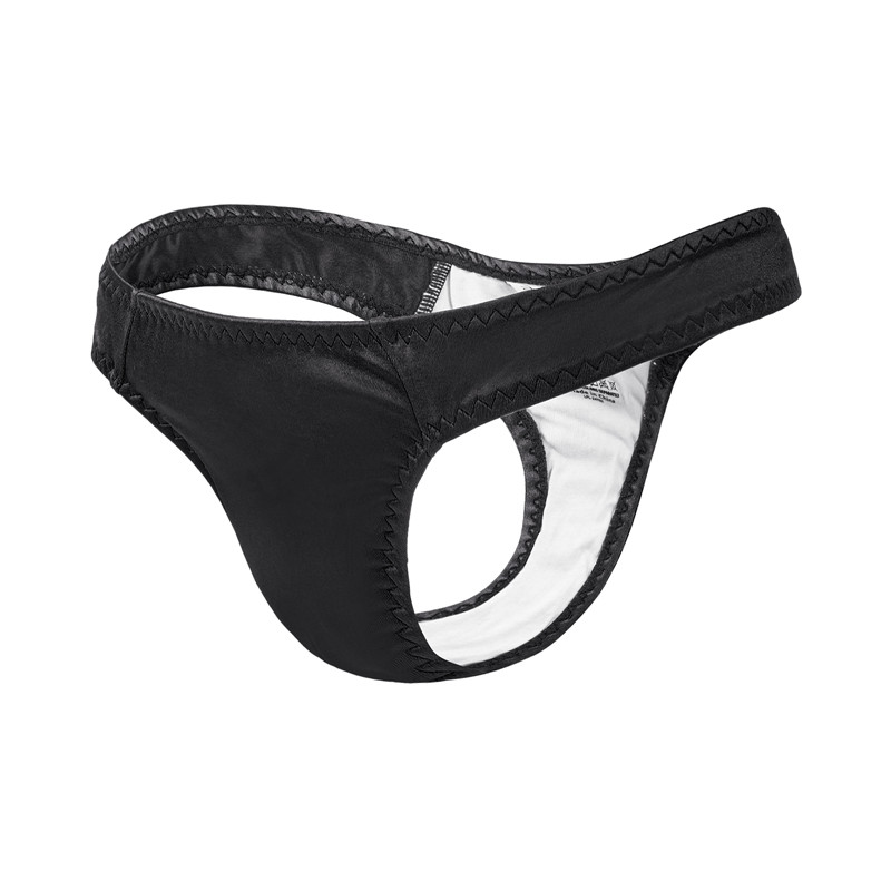 Thick Band Tucking Gaff Thong Panties Black