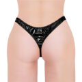 Little Secret Faux Leather Thong Tucking Gaff Panties Black