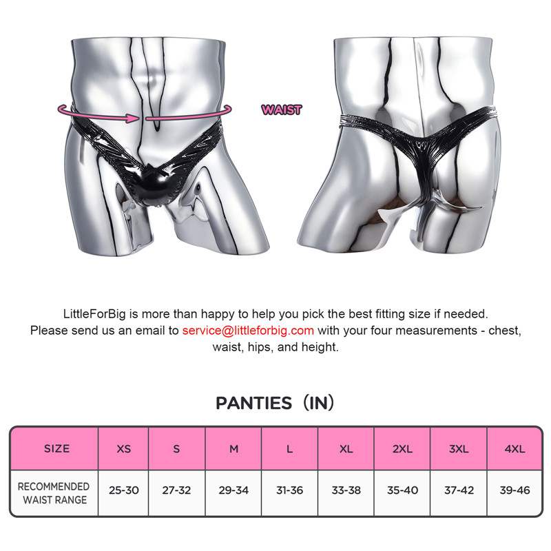 Little Secret Faux Leather Thong Tucking Gaff Panties Black