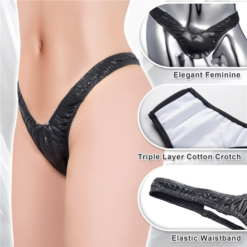 Little Secret Sparkle Metallic Tucking Gaff Panties Black