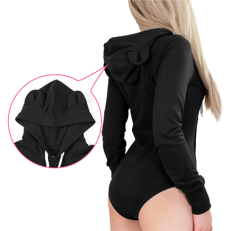 Cozy Bear Hoodie Sweatshirt Onesie Black