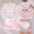 Sissy Maid See-through Bralette Skirted Panties Set Pink