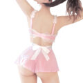 Sissy Maid See-through Bralette Skirted Panties Set Pink