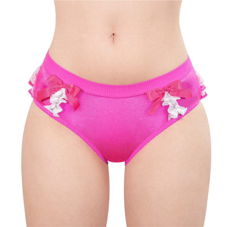 Pretty Satin Ruffled Lace Bow Panties Hot Pink LittleForBig Cute pretty-satin-ruffled-lace-bow-panties-hot-pink-littleforbig-cute