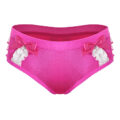 Pretty Satin Ruffled Lace Bow Panties Hot Pink