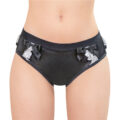 Pretty Satin Ruffled Lace Bow Panties Black