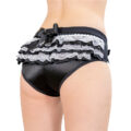 Pretty Satin Ruffled Lace Bow Panties Black