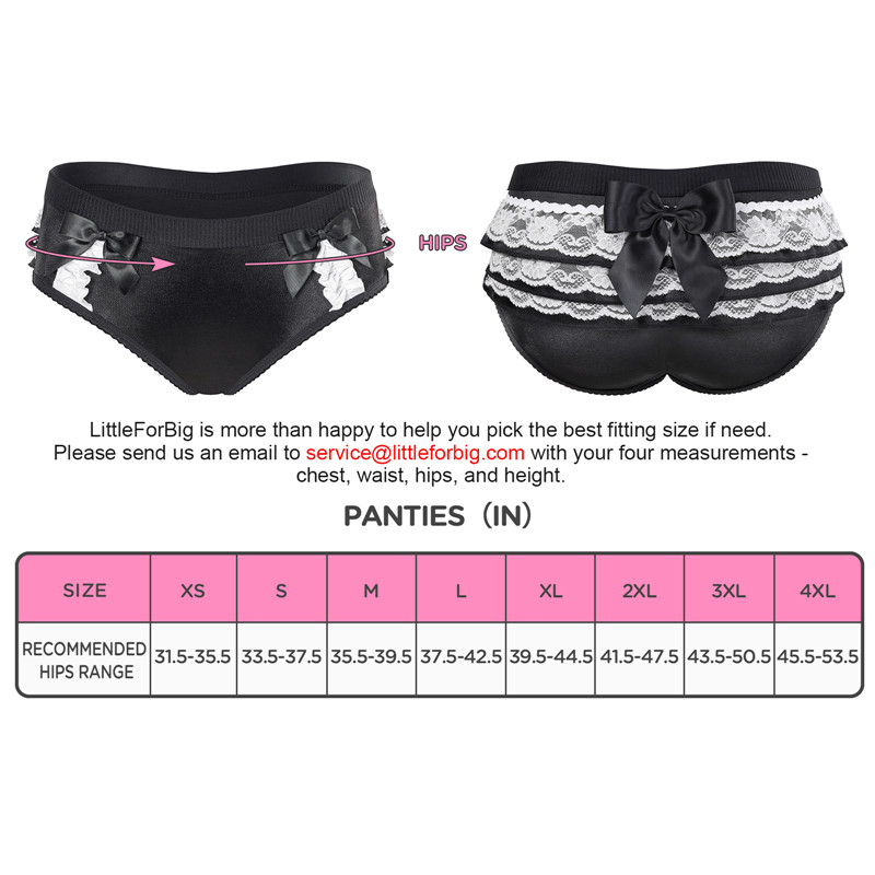 Pretty Satin Ruffled Lace Bow Panties Black