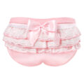 Pretty Satin Ruffled Lace Bow Panties Pink