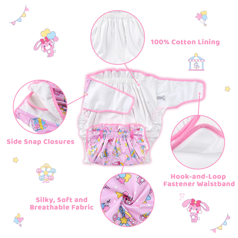Usagi Pastel Circus Pattern Silky Ribbon Omutsu Japanese Diaper Cover