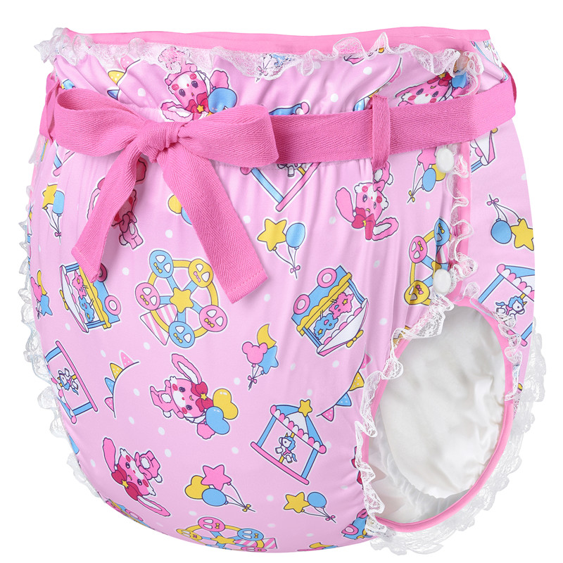 Usagi Pastel Circus Pattern Silky Ribbon Omutsu Japanese Diaper Cover
