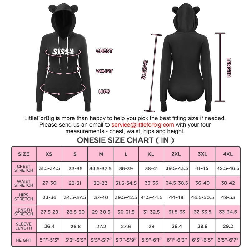 Cozy SissyUniversity Bear Hoodie Sweatshirt Onesie Black