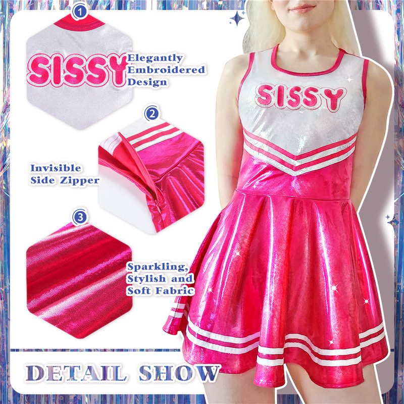 Cheer SissyUniversity Sparkle Metallic Bodycon Mini Dress Hot Pink