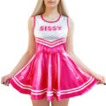 Cheer Sissy Sparkle Metallic Bodycon Mini Dress Hot Pink