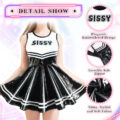 Cheer Sissy Faux Leather Shiny Mini Dress Black