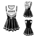 Cheer Sissy Faux Leather Shiny Mini Dress Black