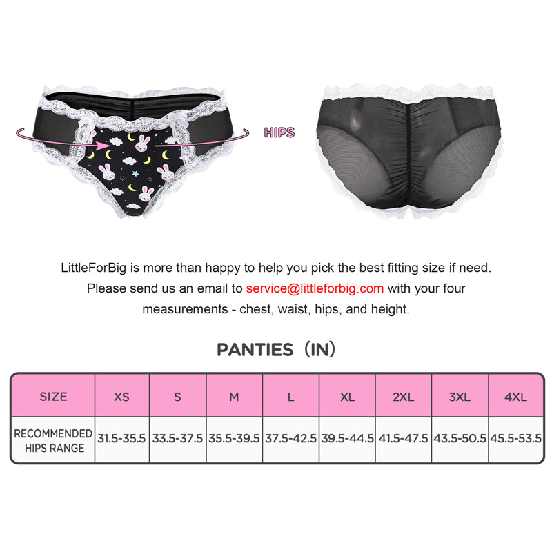 Snuggle Bunny Pattern Mesh Tucking Gaff Panties Black