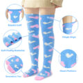 Coral Fleece Knee High Long Heart Pattern Socks 2 Pairs Set – Blue & White