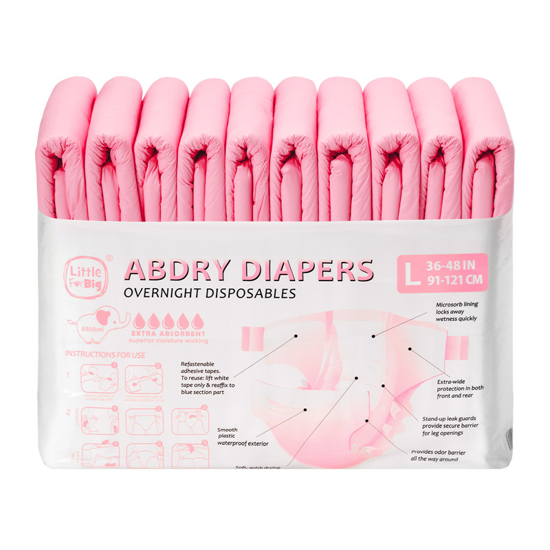 ABDry Ultra Absorbent Diapers 10 Pieces Pack Pink(M)/(L)/(XL)
