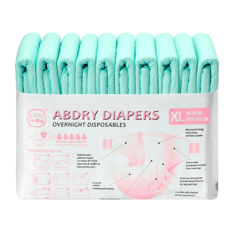 ABDry Ultra Absorbent Diapers 10 Pieces Pack Green(M)/(L)/(XL)