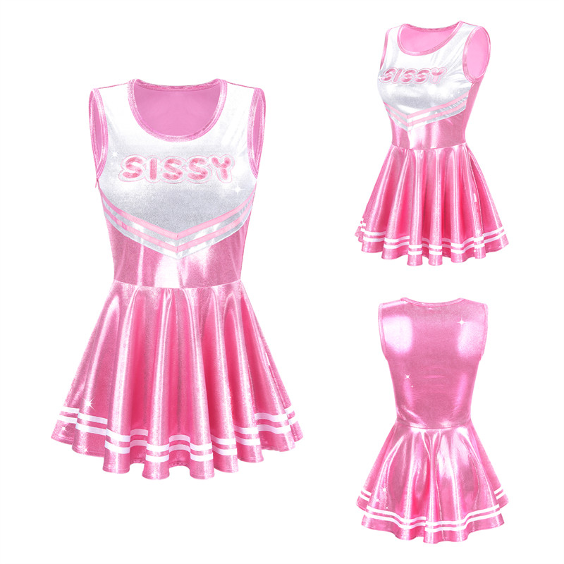 Cheer SissyUniversity Sparkle Metallic Bodycon Mini Dress Pink