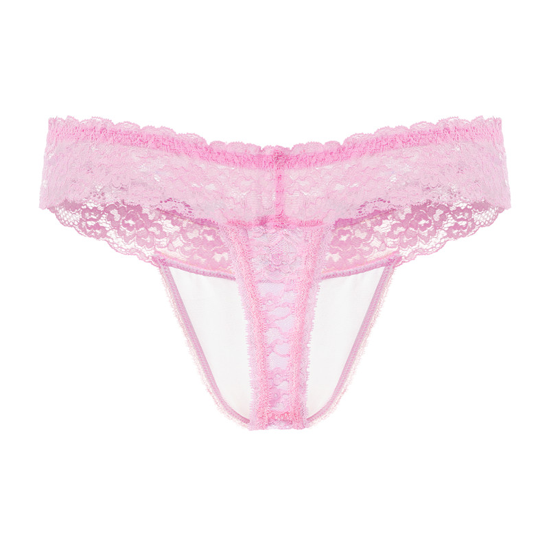 Lace Band Tucking Gaff Thong Panties Pink