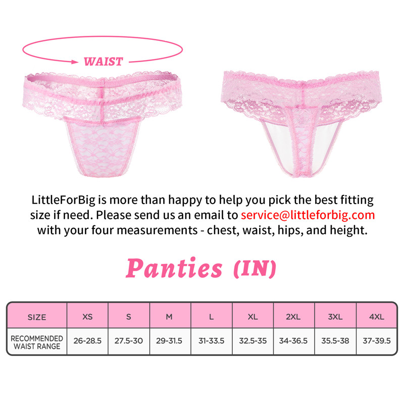 Lace Band Tucking Gaff Thong Panties Pink