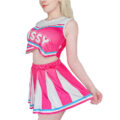 Cheer SissyUniversiry Croptop Mini Skirt Bralette Set Hot Pink