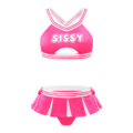 Cheer SissyUniversiry Bralette Skort Set Hot Pink