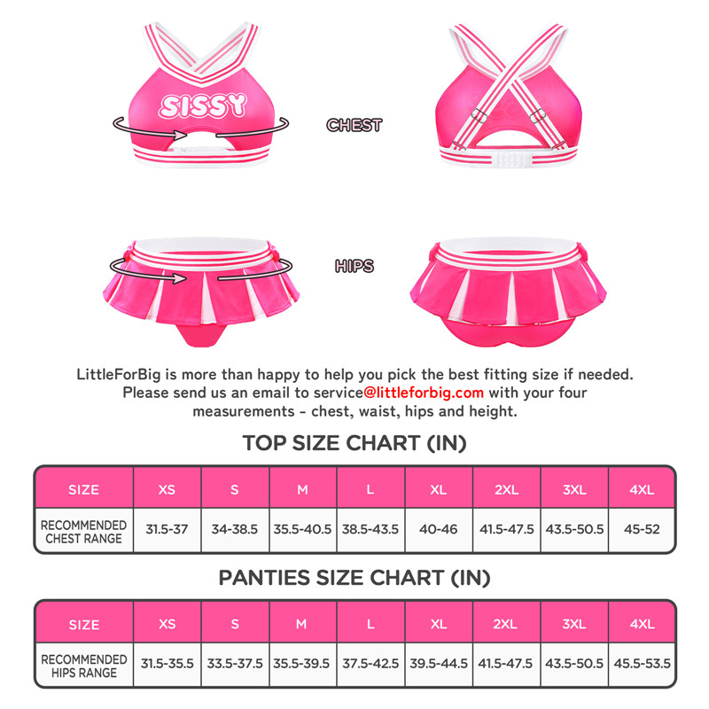 Cheer SissyUniversiry Bralette Skort Set Hot Pink