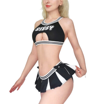 Cheer SissyUniversiry Bralette Skort Set Black