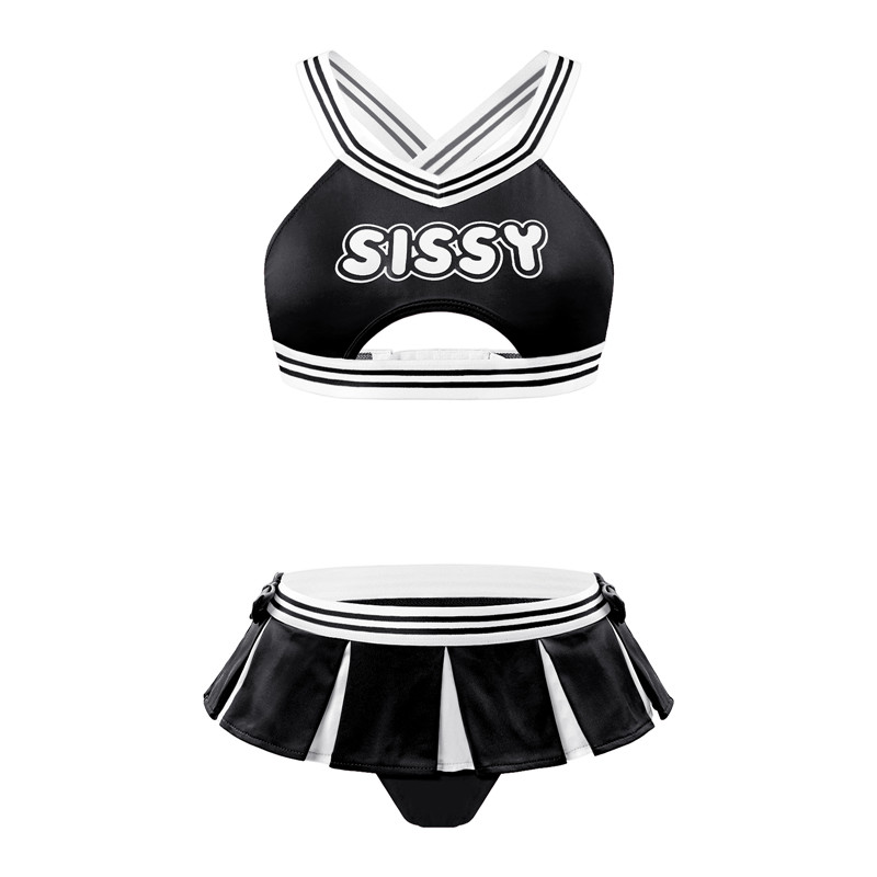 Cheer SissyUniversiry Bralette Skort Set Black