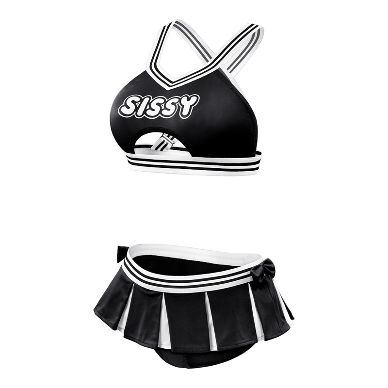 Cheer SissyUniversiry Bralette Skort Set Black
