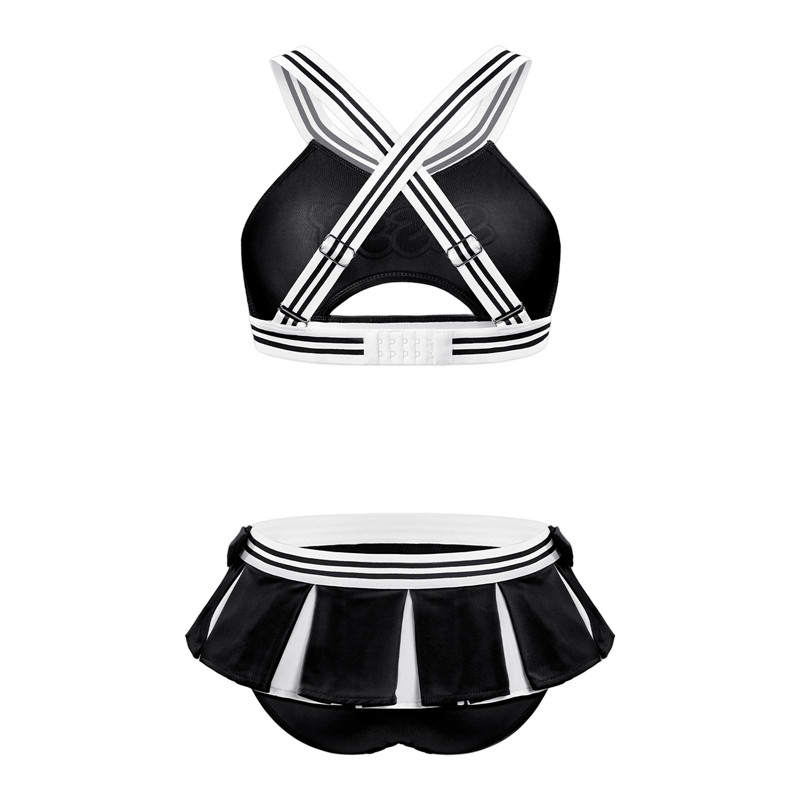 Cheer SissyUniversiry Bralette Skort Set Black