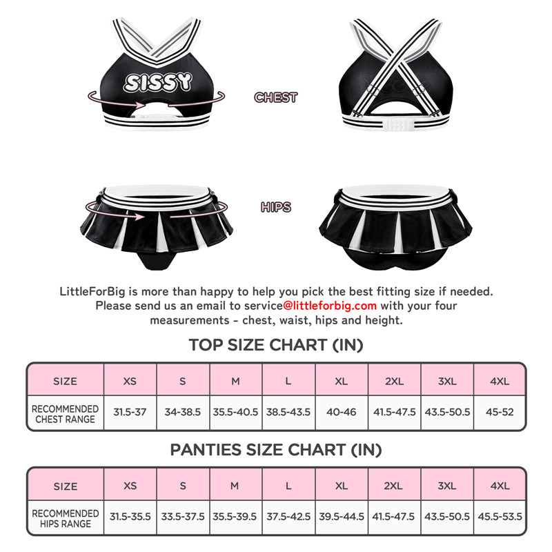 Cheer SissyUniversiry Bralette Skort Set Black