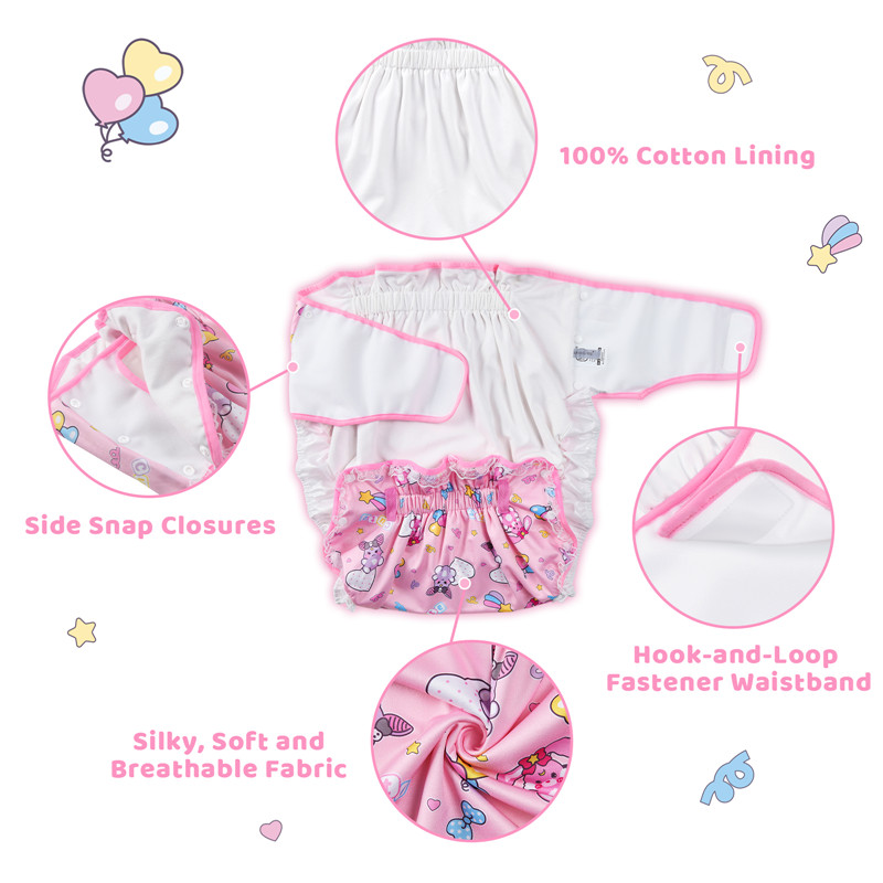 Baby Usagi & Bella Pattern Silky Ribbon Omutsu Japanese Diaper Cover