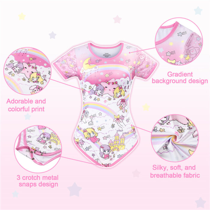 LittleForBig Zijdeachtige rompertje, onesie, pyjama, bodysuit, Little Beauty met ruches, roze, 3XL