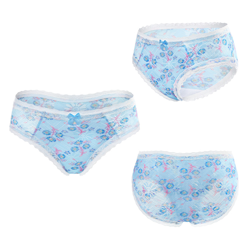 Cottagecore Pattern Tucking Gaff Panties Blue