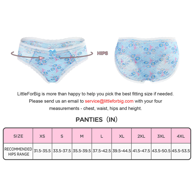 Cottagecore Pattern Tucking Gaff Panties Blue