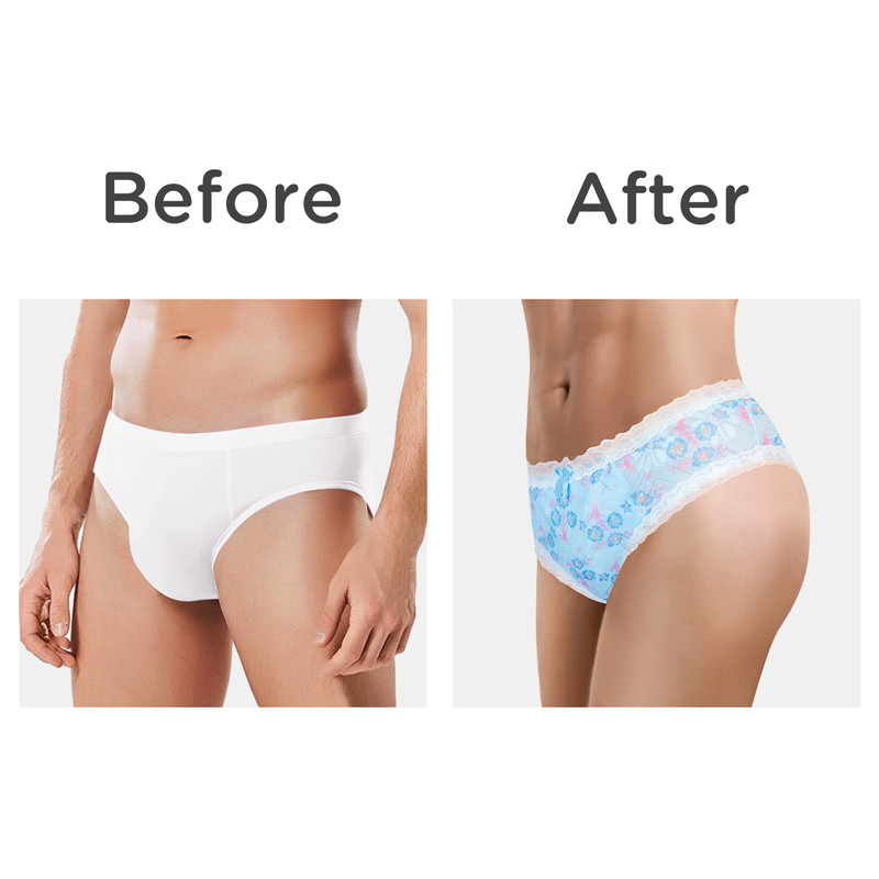 Cottagecore Pattern Tucking Gaff Panties Blue