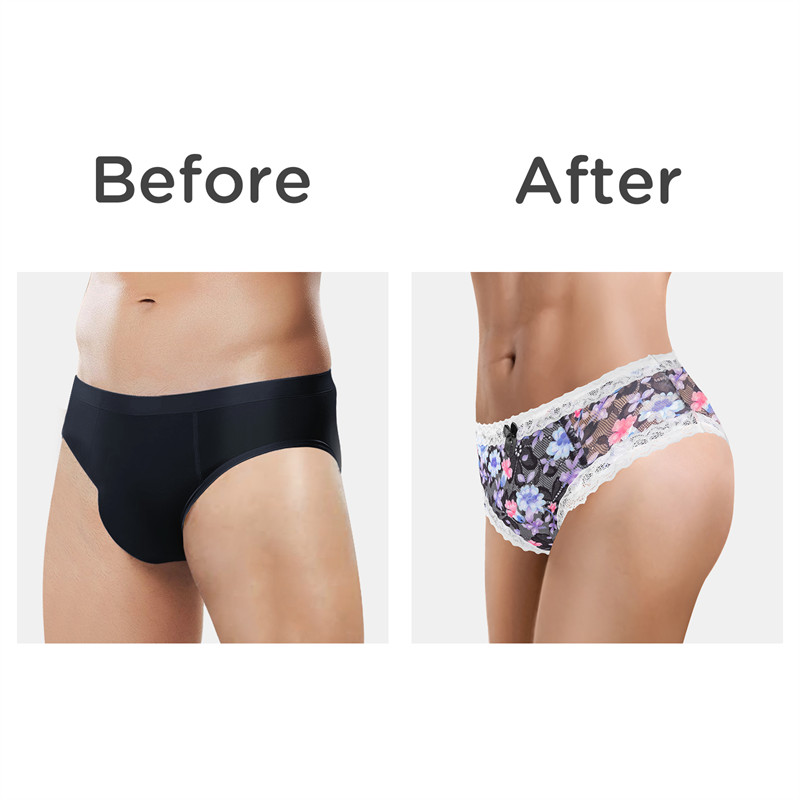 Cottagecore Pattern Tucking Gaff Panties Black