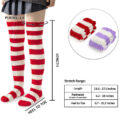 Coral Fleece Knee High Long Striped Socks 2 Pairs Set – Purple & Red
