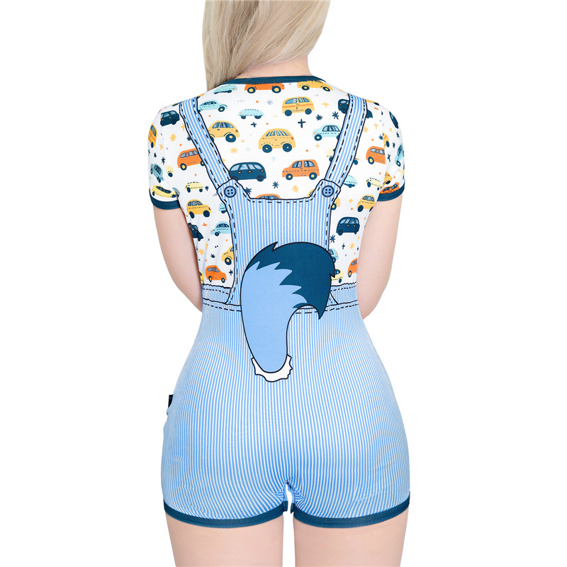 Little Blue Furrytail Racecar Romper Bodysuit