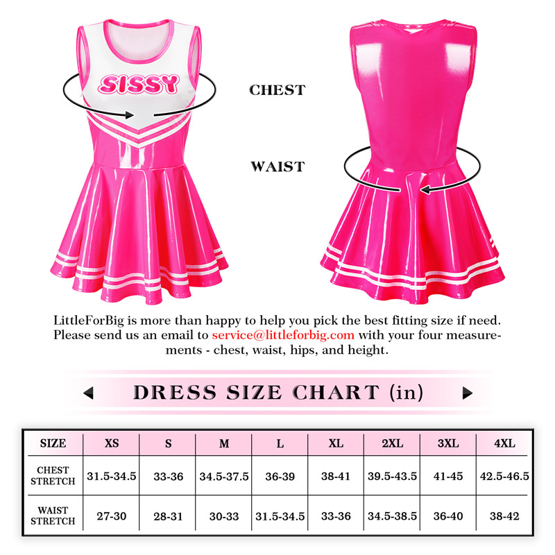 Cheer SissyUniversity Faux Leather Shiny Mini Dress Hot Pink