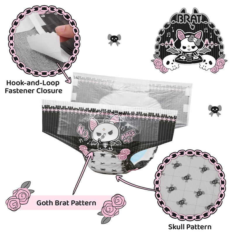 Goth BRAT Ultra Absorbent Diapers 2 Pieces Sample Pack(M)/(L)/(XL)