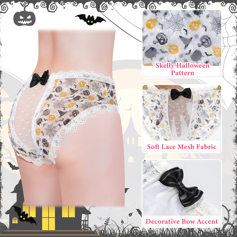 Skelly Halloween Pattern Cheeky Bow Tucking Gaff Panties