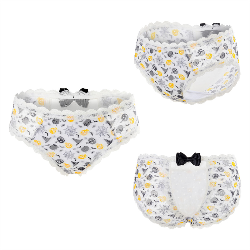 Skelly Halloween Pattern Cheeky Bow Tucking Gaff Panties