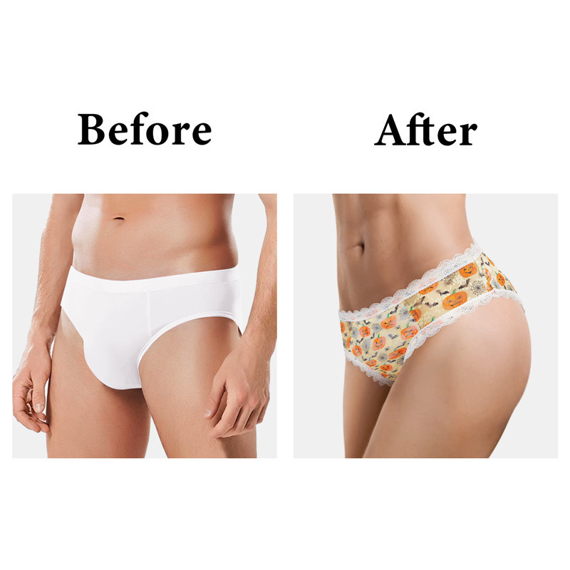 Pumpkin Lamps Pattern Cheeky Bow Tucking Gaff Panties